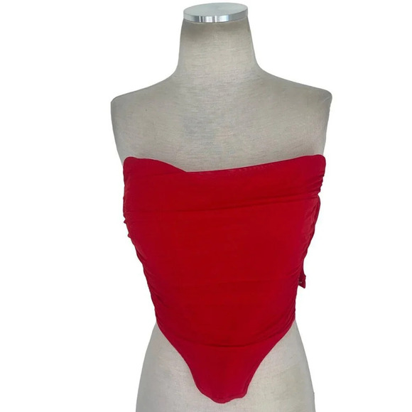 Steve Madden Dahlia Corset Top in Red Womens Bustier Tank - Picture 4 of 10